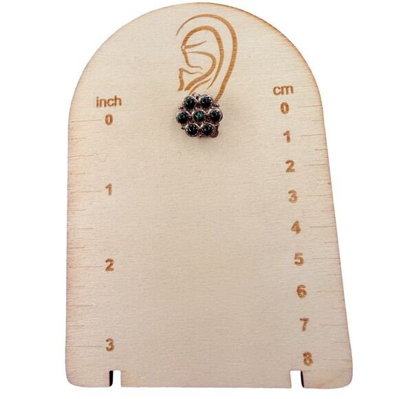 Native American Green Malachite 925 Sterling Silver Earrings Rare Carol Allapowa - Picture 12 of 14